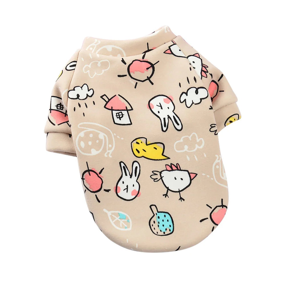 Cute Small Dogs Hoodies T-shirt winter Print clothes for Small Medium dogs cats Puppy pug chihuahua schnauzer Pet Costume XS-XL