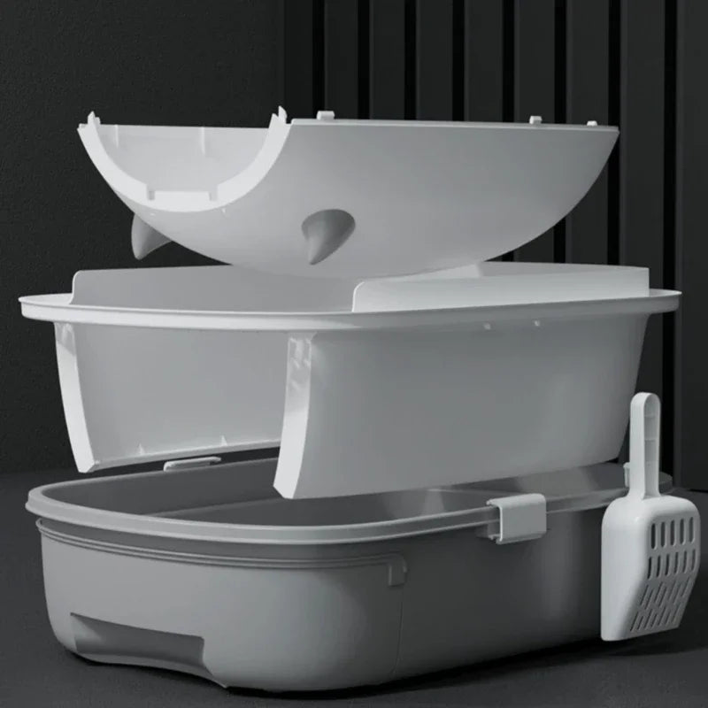 Hooded Cat with Lid Pet with Lid Reusable with Front Door Flap Anti Splashing Detachable Kitty Litter Tray Sandbox