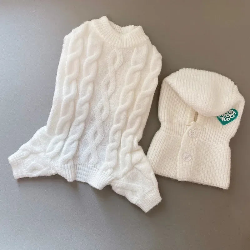Dog Winter Clothes Knitted Pet Clothes and hat For Small Medium Dogs Chihuahua Puppy Pet Sweater Yorkshire Pure Dog Sweater