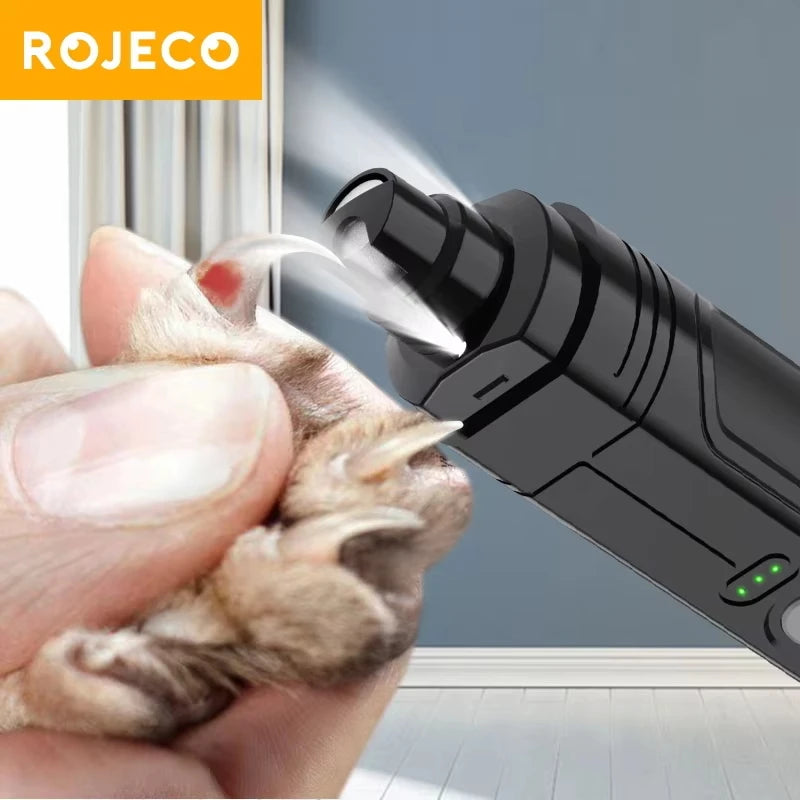 ROJECO P3 Pet Nail Grinder Electric Dog Nail Clippers With 2 LED Light Rechargeable Cat Claw Nail Grooming Trimmer Tools