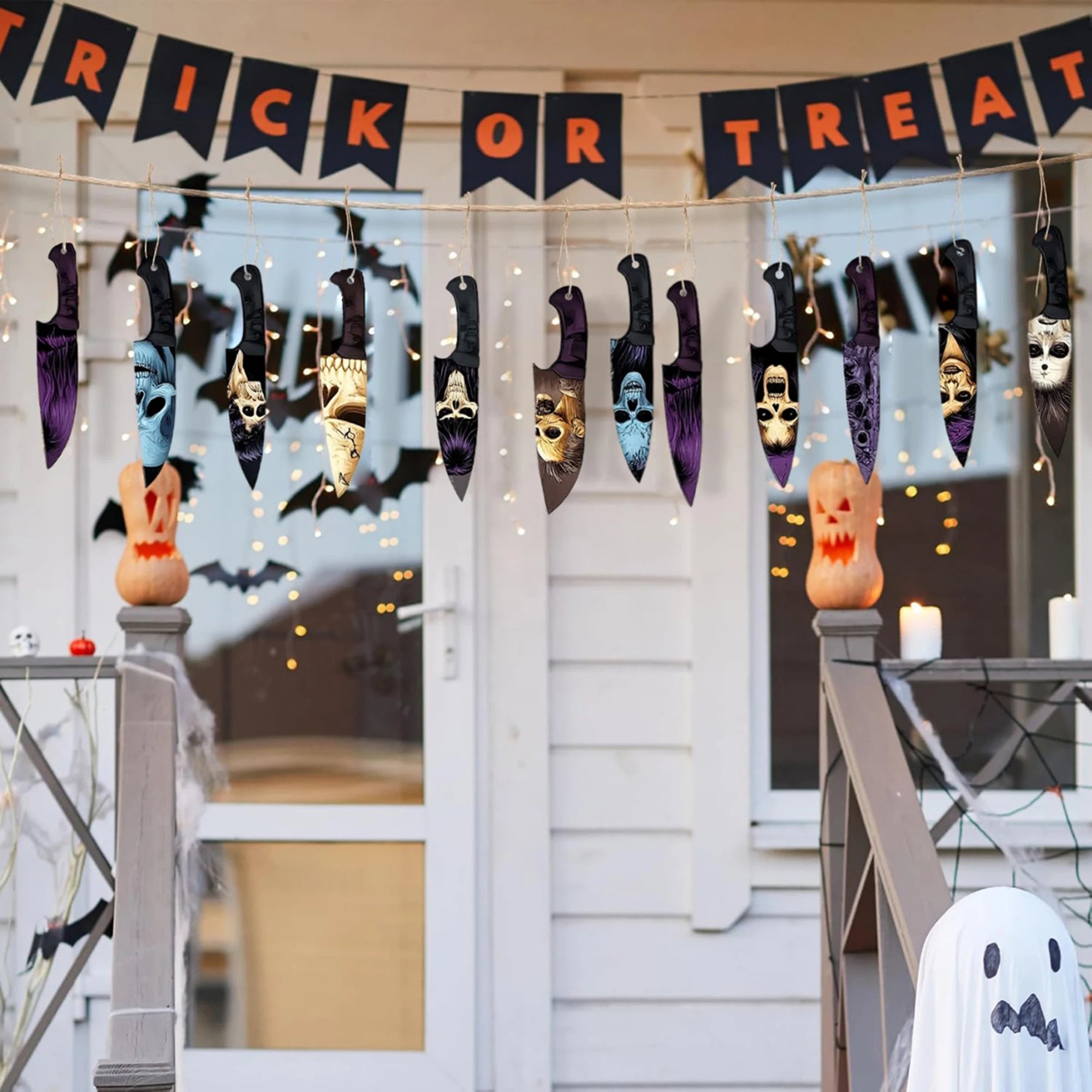 12 Pcs Spooky Acrylic Ghost Pumpkin Halloween Ornaments for Tree Home Holiday Decoration with Hanging Hooks