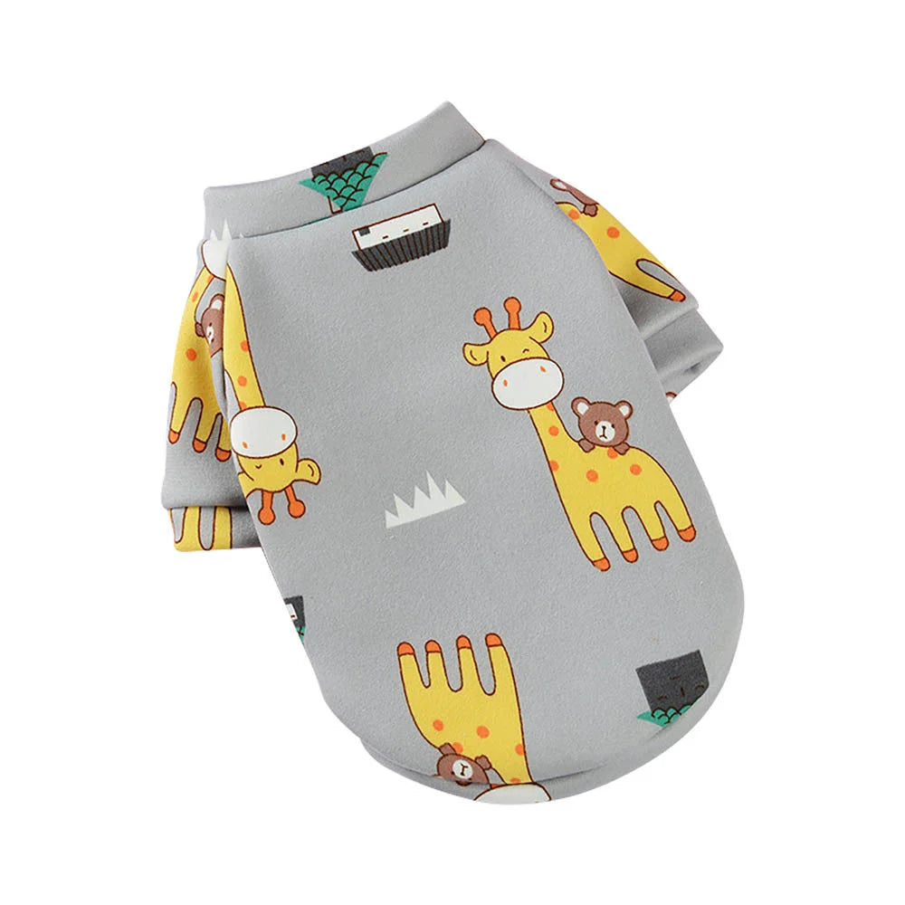 Cute Small Dogs Hoodies T-shirt winter Print clothes for Small Medium dogs cats Puppy pug chihuahua schnauzer Pet Costume XS-XL