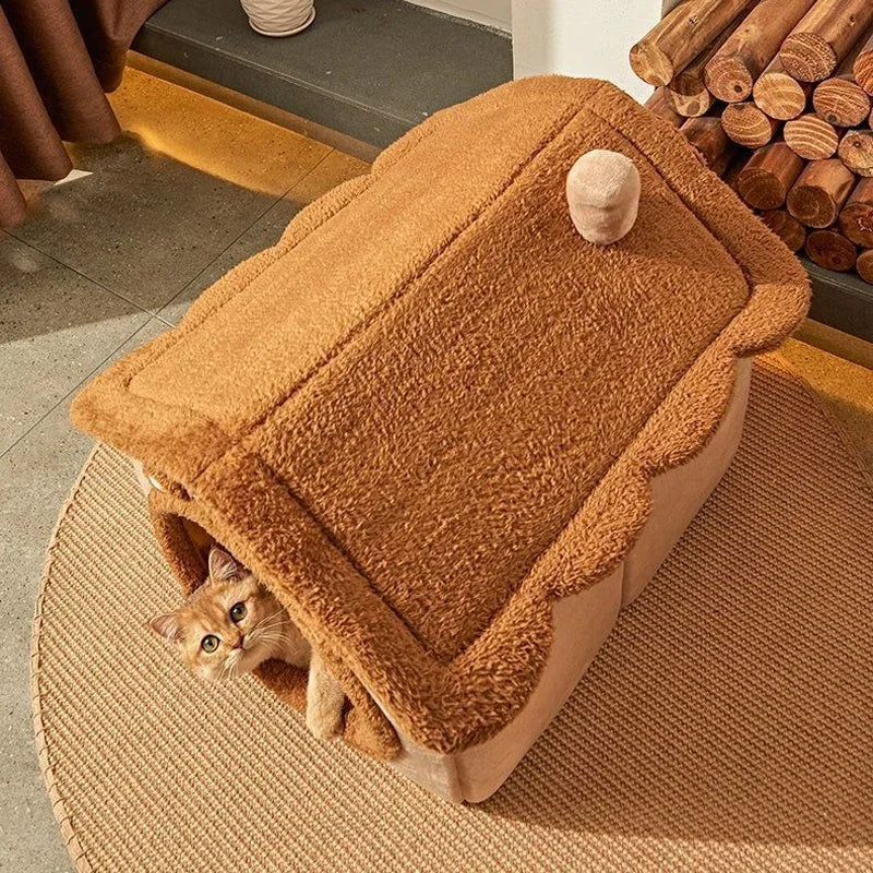 Foldable Pet House Removable Washable Cat Bed Indoor Warm Dog with Pet Bed House Cushion Suitable for Small Medium Large Pets