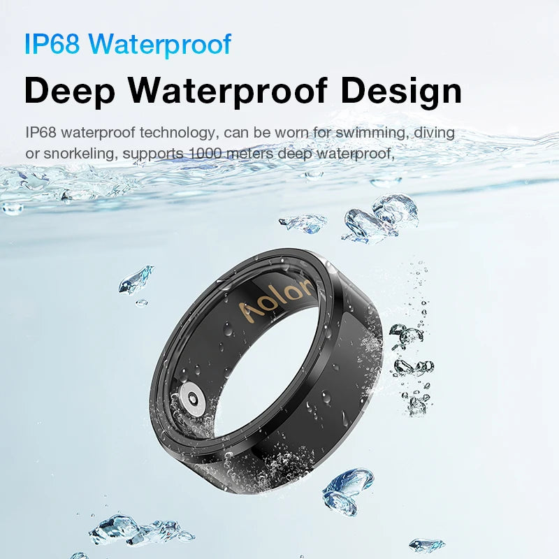 Aolon Gen3 Smart Ring Men Women Military Grade Titanium Steel Shell Health Monitoring IP68 & 3ATM Waterproof Multi-sport Modes