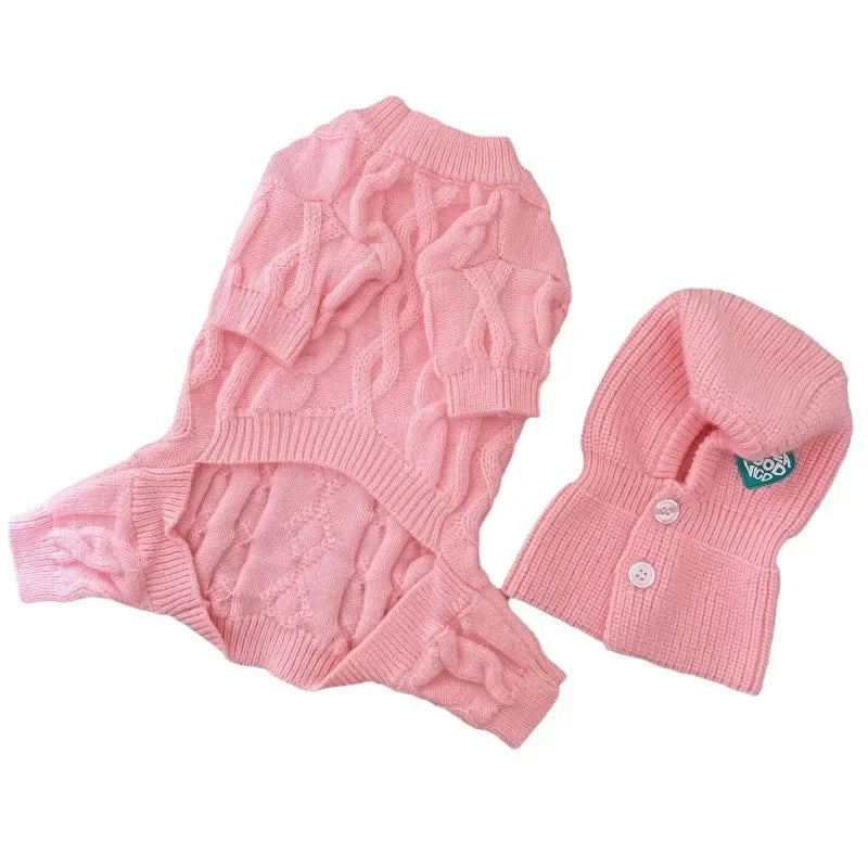 Dog Winter Clothes Knitted Pet Clothes and hat For Small Medium Dogs Chihuahua Puppy Pet Sweater Yorkshire Pure Dog Sweater