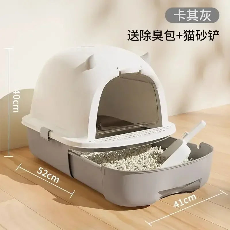 Hooded Cat with Lid Pet with Lid Reusable with Front Door Flap Anti Splashing Detachable Kitty Litter Tray Sandbox