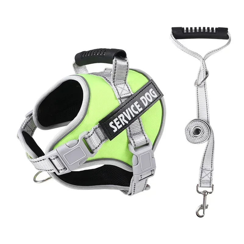 Service Dog Harness with Custom ID Tag Adjustable Dog Harness Dog Vest Leash for Large Dogs Outdoor Dogs Training Accessories