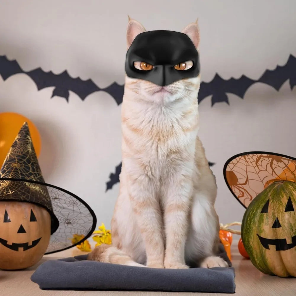 Cat Mask Cosplay, Halloween Cat Bat Mask, Funny Costumes Accessories for Cats, Bat Cat Cosplay Apparel (Large)