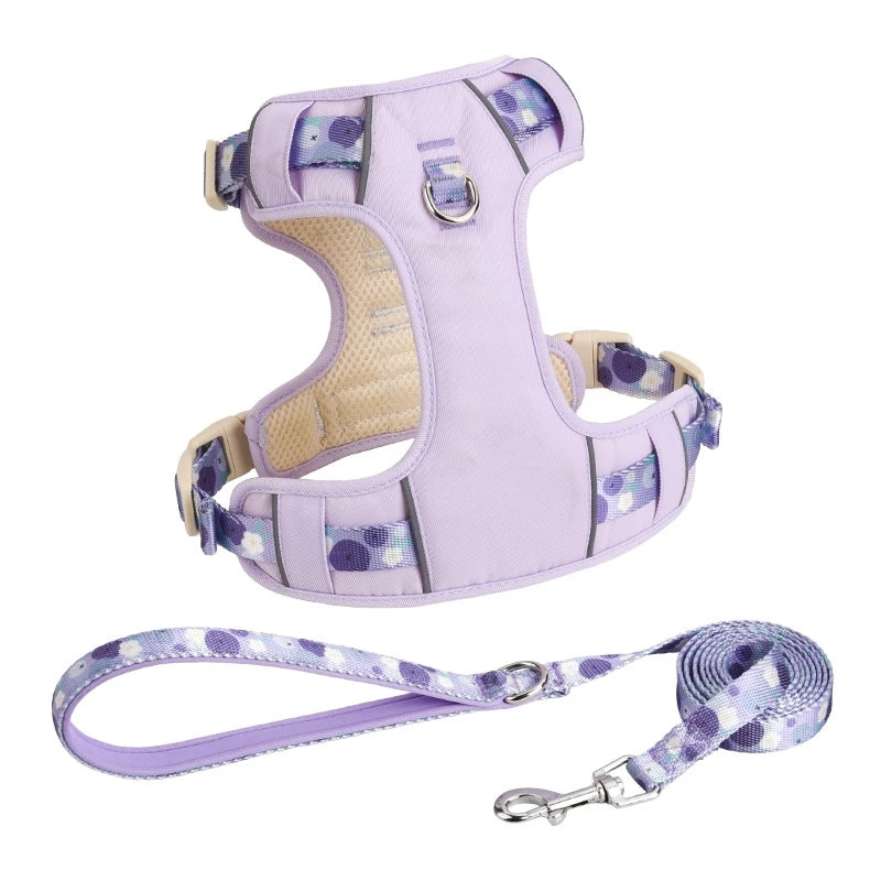 Adjustable Dog Summer Vest Style Pet Harness Breathable Dog Walking Leash With Reflective Strap For Puppy Dog Outdoor Supplies
