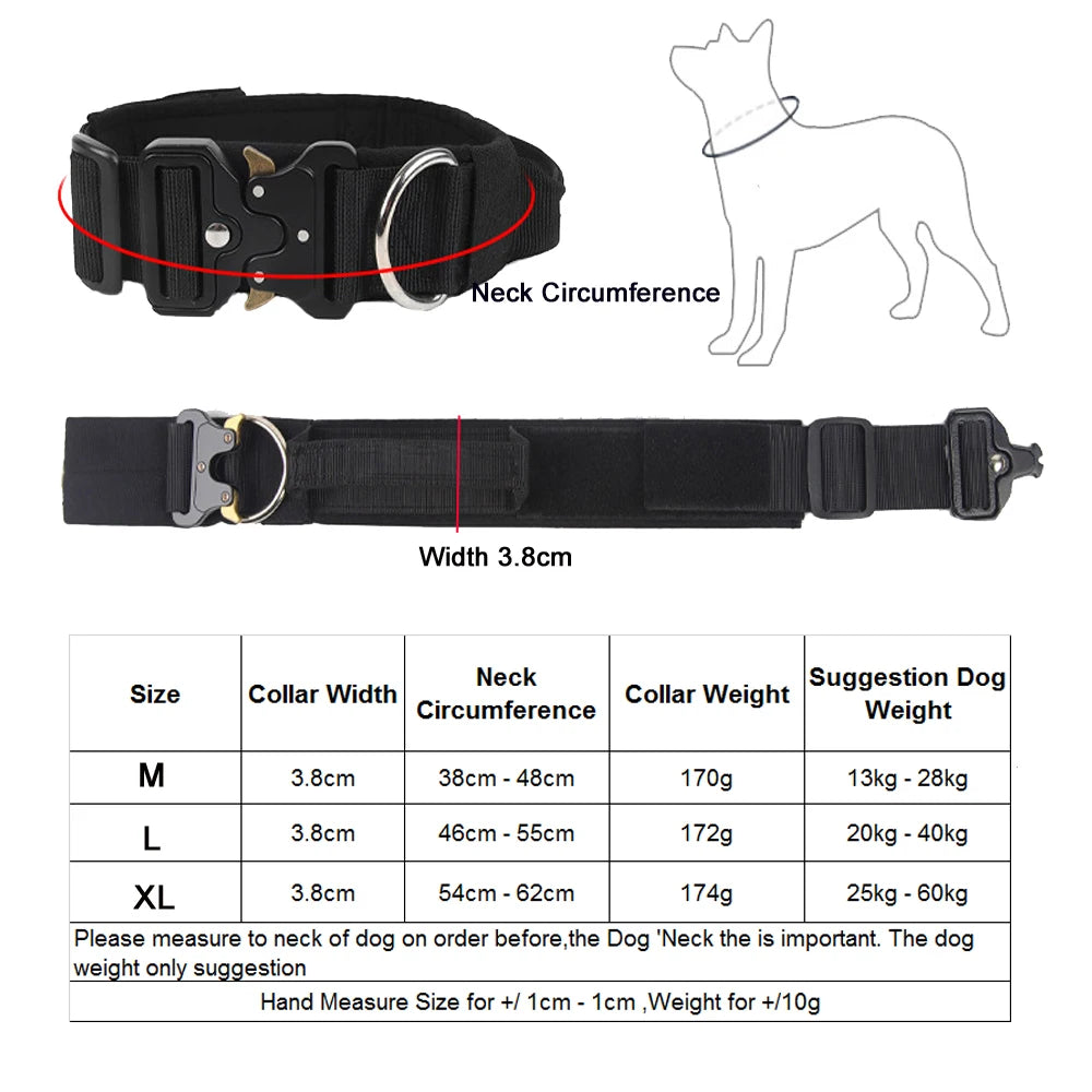 Tactical Dog Collars Adjustable Heavy Duty Dog Leash Collar Heavy Metal Buckle With Control Handle For Medium Large Dogs Leashes
