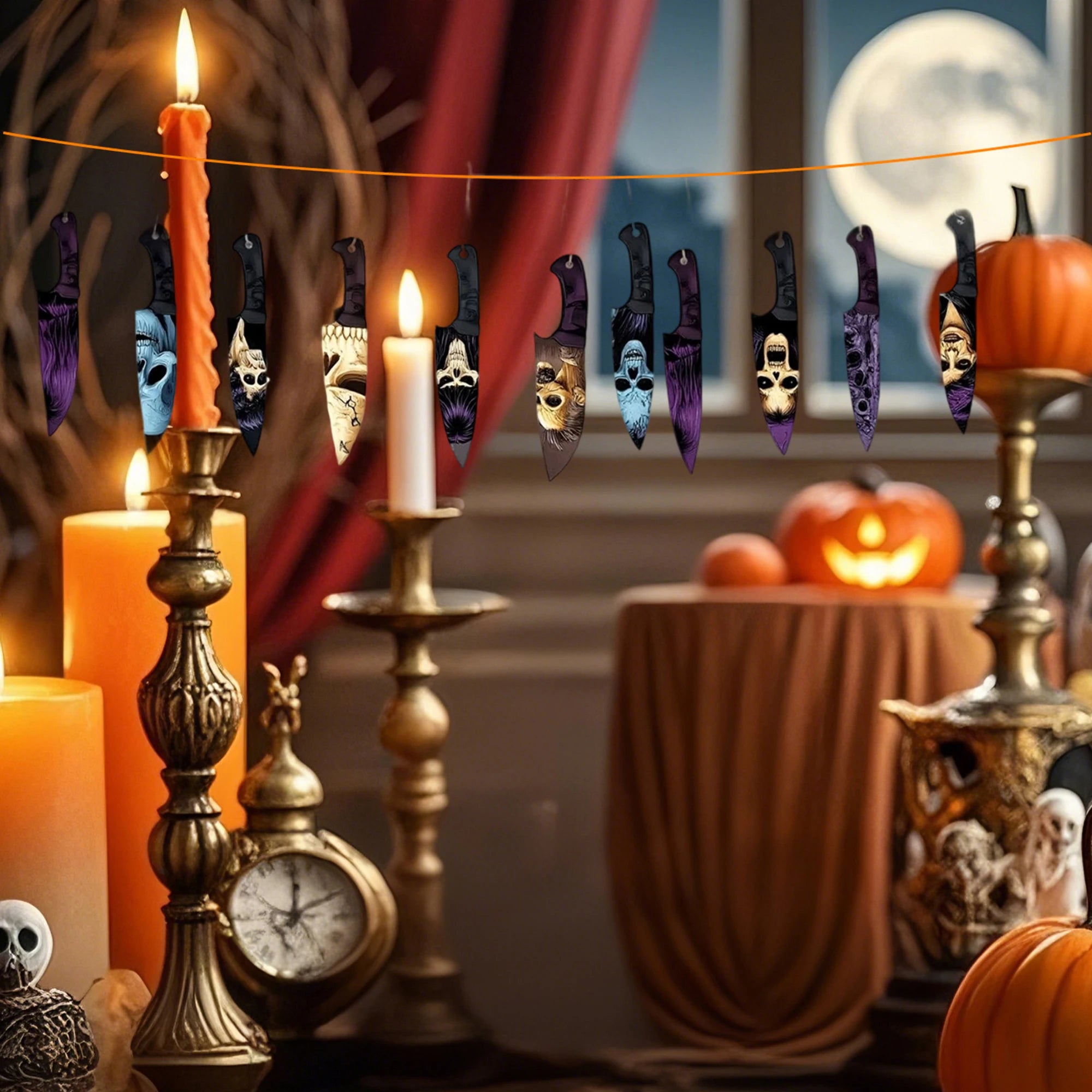 12 Pcs Spooky Acrylic Ghost Pumpkin Halloween Ornaments for Tree Home Holiday Decoration with Hanging Hooks