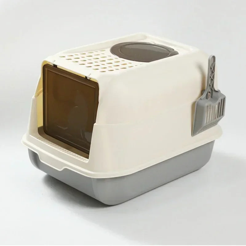 Foldable Extra Large Cat Litter Box Cat Toilet Fully Enclosed Litter Pan Anti-Splash Dog Toilet Pet Bedpans with Litter Scoop