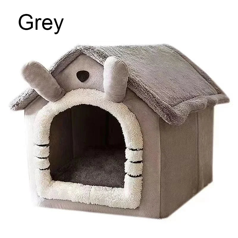Foldable Pet House Removable Washable Cat Bed Indoor Warm Dog with Pet Bed House Cushion Suitable for Small Medium Large Pets