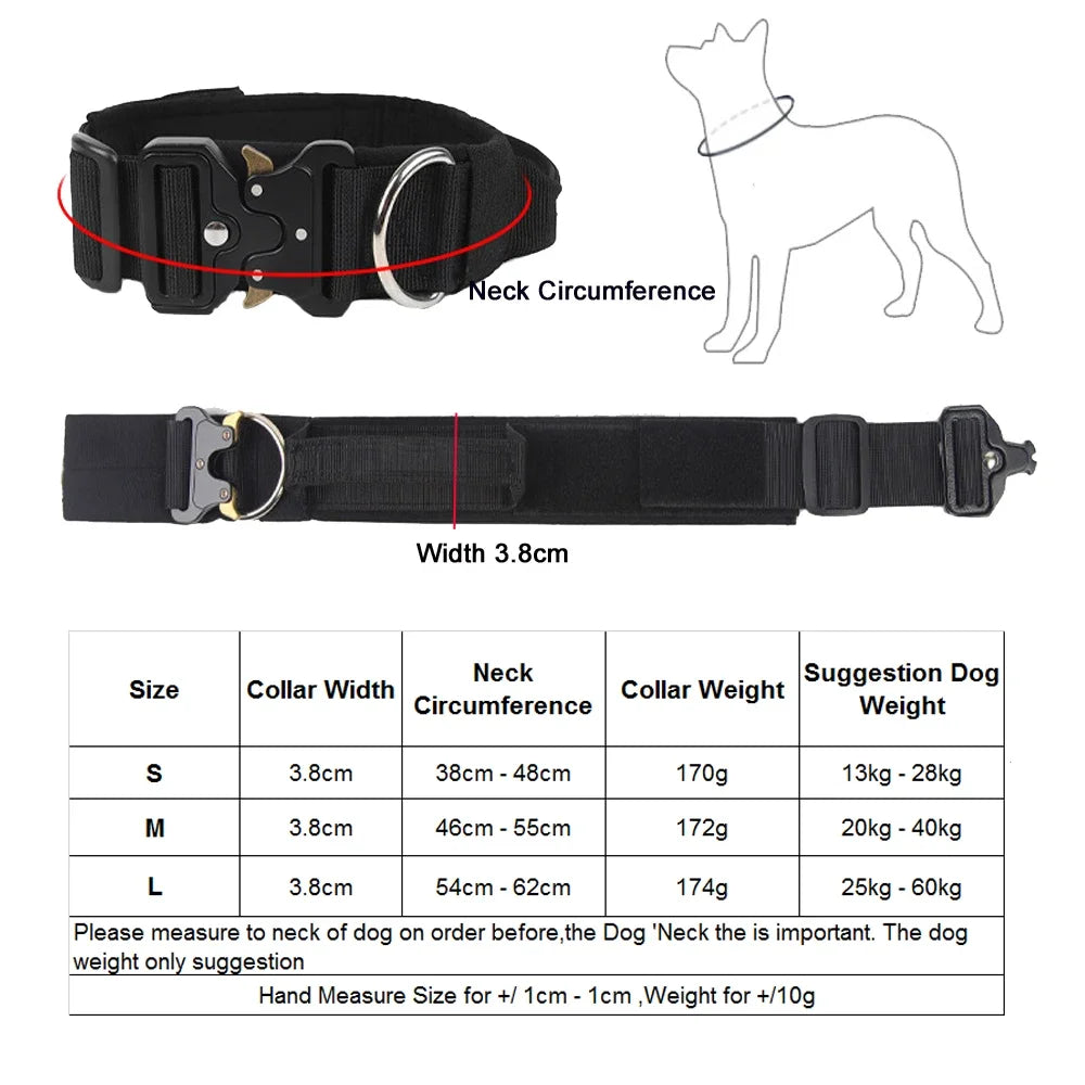 Tactical Dog Collars Adjustable Heavy Duty Dog Leash Collar Heavy Metal Buckle With Control Handle For Medium Large Dogs Leashes