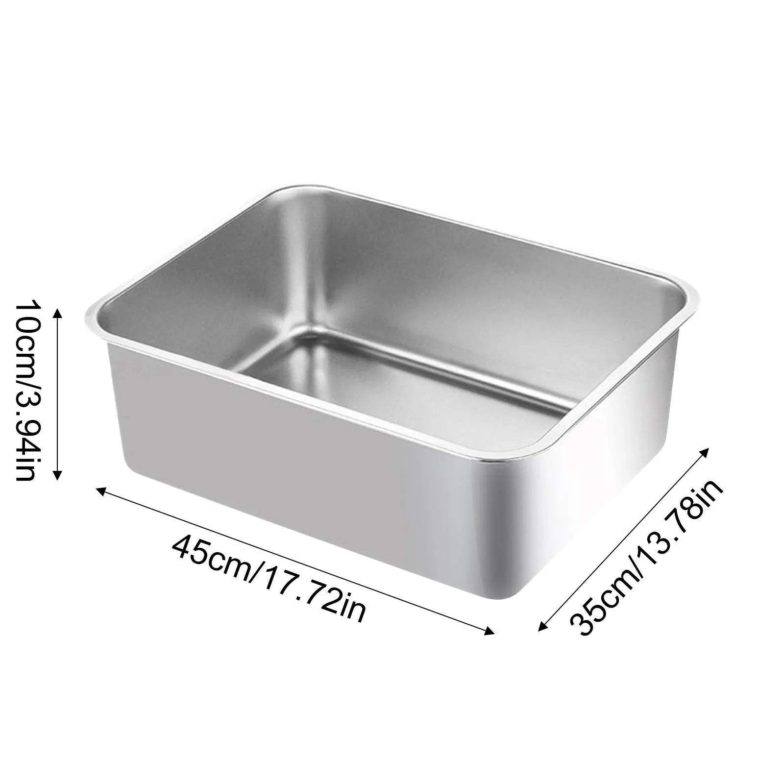 304 Stainless Steel Cat Litter Box Indoor Large Stainless Steel Litter Tray Metal High Sided Cat Pan Pet Cat Cleaning Supplies