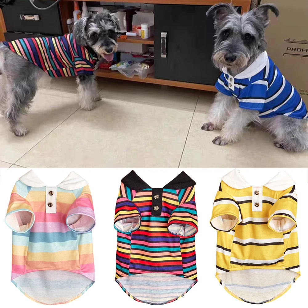 Fashion Stripes Dog Polo Shirt Summer Pet Clothes for Small Dogs Chihuahua Bichon Frise Puppy Clothing Outfits apparels