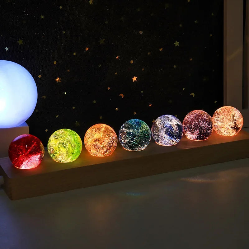 Vintage Glowing Crystal Ball with Colorful Glassand Small Night Light for Living Rooms, Offices, Christmas and Thanksgiving