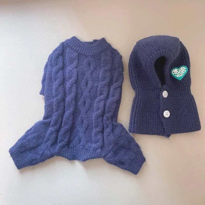 Dog Winter Clothes Knitted Pet Clothes and hat For Small Medium Dogs Chihuahua Puppy Pet Sweater Yorkshire Pure Dog Sweater