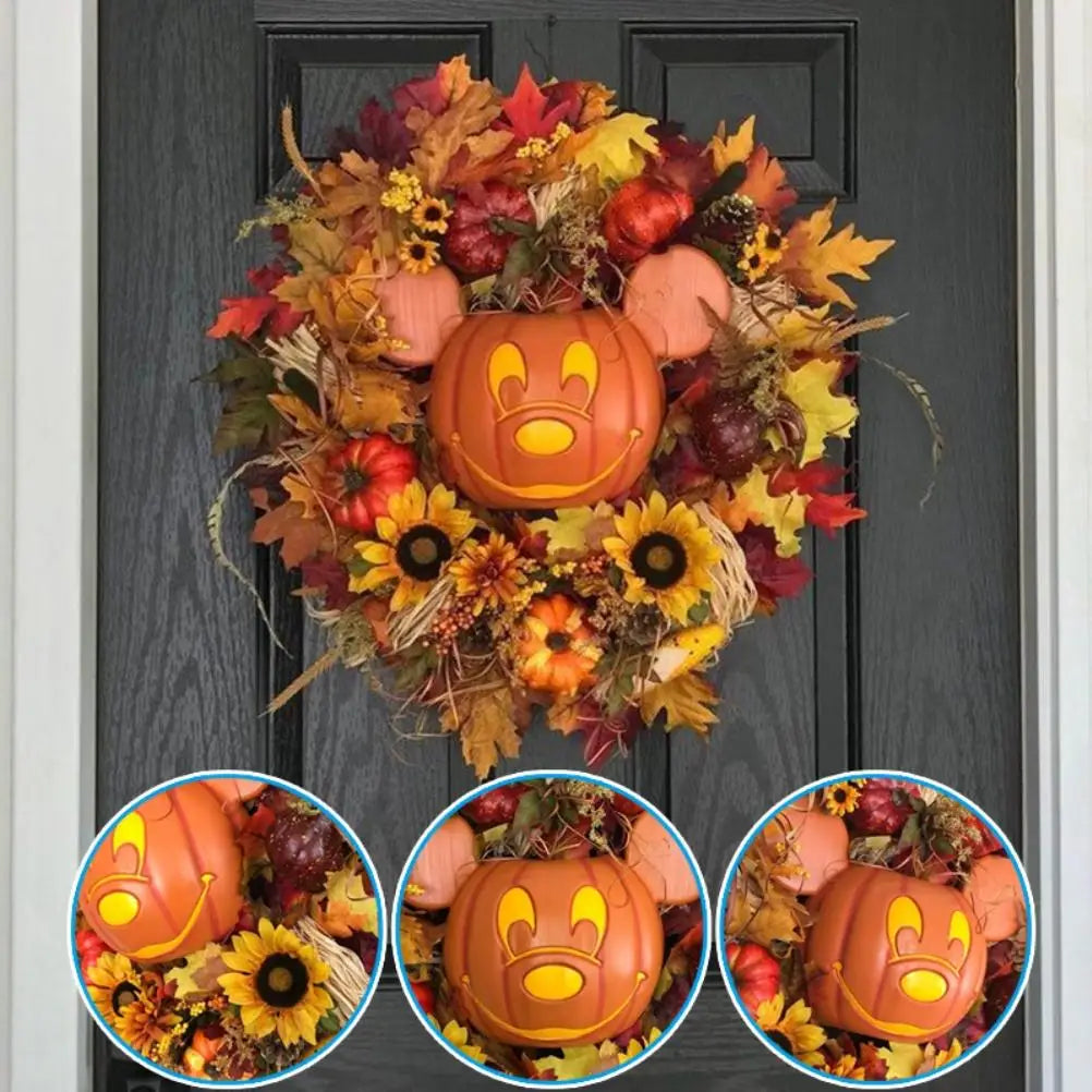 Halloween Garland Decor Artificial Maple Leaf Garland Window Door Hanging Wreath for Halloween Decoration Ornaments
