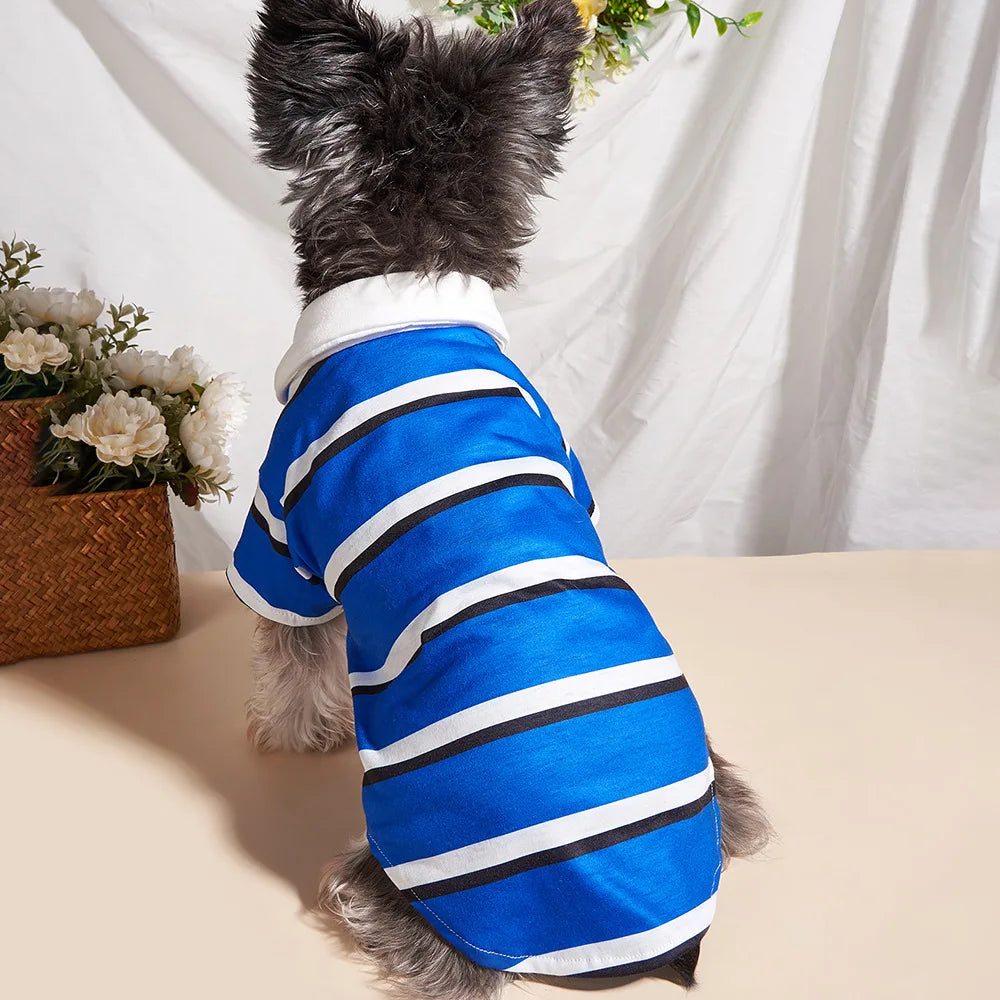 Fashion Stripes Dog Polo Shirt Summer Pet Clothes for Small Dogs Chihuahua Bichon Frise Puppy Clothing Outfits apparels