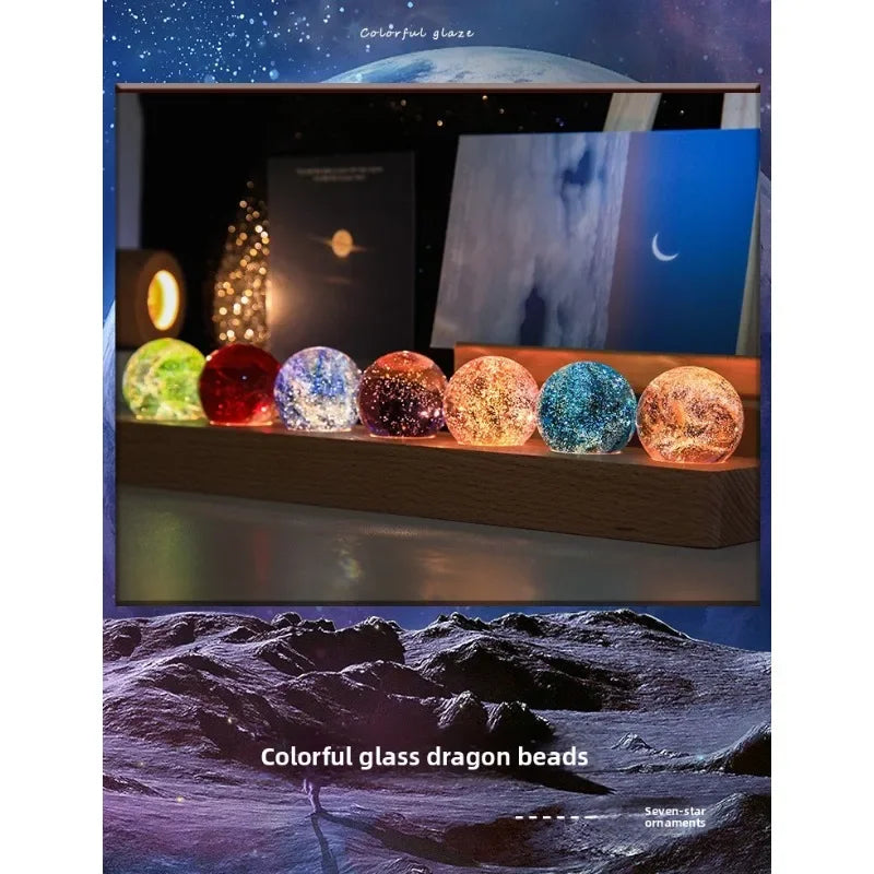 Vintage Glowing Crystal Ball with Colorful Glassand Small Night Light for Living Rooms, Offices, Christmas and Thanksgiving