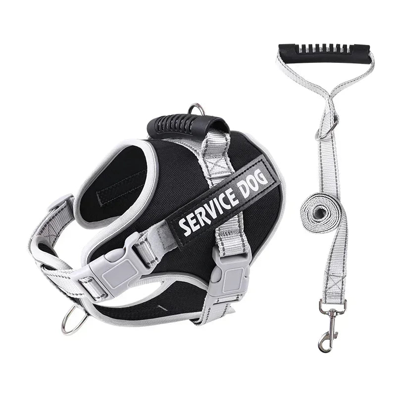 Service Dog Harness with Custom ID Tag Adjustable Dog Harness Dog Vest Leash for Large Dogs Outdoor Dogs Training Accessories