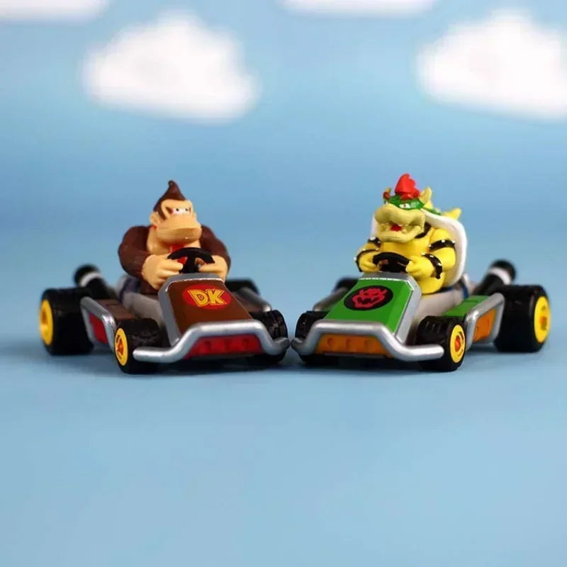 8pcs Super Marios Bros Series Car Model Toy Sliding Racing Cars Cartoon Game Character Anime Action Figure Collecting Toys Gifts